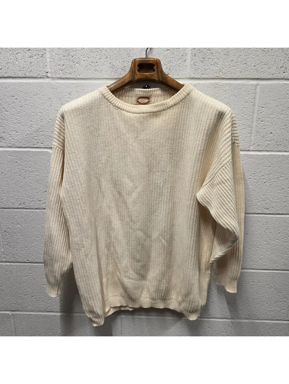 Vintage Banana Republic Sweater Mens 26x29 Ivory Cotton  Chunky Crewneck M